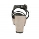 Sandalo da donna con cinturino incrociato e plateau in pelle nera e camoscio beige zeppa 9 - Misure disponibili: 42, 43, 46