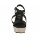 Sandalo da donna con cinturino incrociato e plateau in pelle nera e camoscio beige zeppa 9 - Misure disponibili: 42, 43, 46