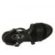 Sandalo da donna con cinturino incrociato e plateau in pelle nera e camoscio beige zeppa 9 - Misure disponibili: 42, 43, 46