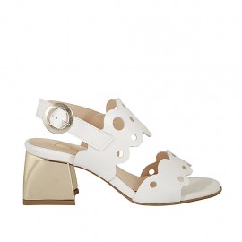 Sandalo da donna in pelle forata bianca tacco 5 - Misure disponibili: 32