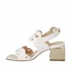 Woman's sandal in white pierced leather heel 5 - Available sizes:  32