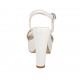 Sandale pour femmes en cuir blanc et cuir imprimé argent avec courroie, plateforme et talon 11 - Pointures disponibles:  42, 43, 44