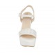 Sandalo da donna in pelle bianca e stampata argento con cinturino, plateau e tacco 11 - Misure disponibili: 42, 43, 44