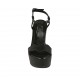 Sandale pour femmes en cuir noir avec courroie, plateforme et talon compensé 12 - Pointures disponibles:  43