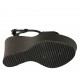 Sandale pour femmes en cuir noir avec courroie, plateforme et talon compensé 12 - Pointures disponibles:  43