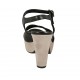 Sandalo da donna con cinturino e plateau in pelle nera e camoscio beige tacco 9 - Misure disponibili: 31, 42, 43