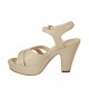 Sandalo da donna con cinturino e plateau in pelle beige tacco 9 - Misure disponibili: 43, 46