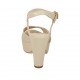 Sandalo da donna con cinturino e plateau in pelle beige tacco 9 - Misure disponibili: 43, 46