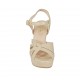 Sandalo da donna con cinturino e plateau in pelle beige tacco 9 - Misure disponibili: 43, 46
