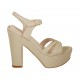 Sandalo da donna con cinturino alla caviglia e plateau in pelle beige tacco 11 - Misure disponibili: 43, 44, 45, 46