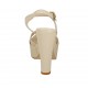 Sandalo da donna con cinturino alla caviglia e plateau in pelle beige tacco 11 - Misure disponibili: 43, 44, 45, 46