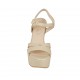 Sandalo da donna con cinturino alla caviglia e plateau in pelle beige tacco 11 - Misure disponibili: 43, 44, 45, 46