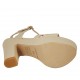 Sandalo da donna con cinturino alla caviglia e plateau in pelle beige tacco 11 - Misure disponibili: 43, 44, 45, 46