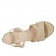 Sandalo da donna con cinturino alla caviglia e plateau in pelle beige tacco 11 - Misure disponibili: 43, 44, 45, 46
