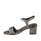 Sandalo da donna con cinturino in pelle laminata stampata canna di fucile tacco 6 - Misure disponibili: 32, 42, 43