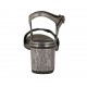 Sandale pour femmes avec courroie en cuir lamé imprimé gris talon 6 - Pointures disponibles:  32, 42