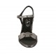 Sandalia con cinturon para mujer en piel laminada estampada gris tacon 6 - Tallas disponibles:  32, 42