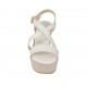Sandalo da donna con cinturino incrociato e plateau in pelle bianca e camoscio beige zeppa 9 - Misure disponibili: 42, 43, 44, 46
