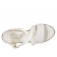 Sandalo da donna con cinturino incrociato e plateau in pelle bianca e camoscio beige zeppa 9 - Misure disponibili: 42, 43, 44, 46