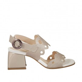Sandalo forato stampato color champagne da donna tacco 5 - Misure disponibili: 32, 42