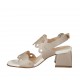 Sandalia imprimida perforada de color champán para mujer tacon 5 - Tallas disponibles:  32, 42
