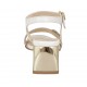 Sandalo da donna con cinturino e bottone in pelle bianca e vernice oro tacco 5 - Misure disponibili: 31