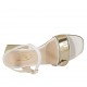 Sandalo da donna con cinturino e bottone in pelle bianca e vernice oro tacco 5 - Misure disponibili: 31