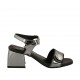 Sandalo da donna con cinturino e bottone in vernice grigio acciaio tacco 5 - Misure disponibili: 32, 46