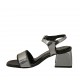 Sandalo da donna con cinturino e bottone in vernice grigio acciaio tacco 5 - Misure disponibili: 32, 46