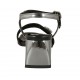 Sandale pour femmes avec courroie et bouton en cuir verni gris acier talon 5 - Pointures disponibles:  32