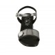Sandale pour femmes avec courroie et bouton en cuir verni gris acier talon 5 - Pointures disponibles:  32
