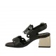 Woman's sandal in black pierced leather heel 5 - Available sizes:  31, 32, 33
