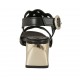 Sandale pour femmes en cuir perforé noir talon 5 - Pointures disponibles:  31, 32, 33