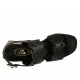 Woman's sandal in black pierced leather heel 5 - Available sizes:  31, 32, 33