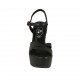 Sandale pour femmes en cuir noir avec courroie, plateforme et talon compensé 12 - Pointures disponibles:  42