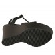 Sandale pour femmes en cuir noir avec courroie, plateforme et talon compensé 12 - Pointures disponibles:  42