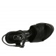 Sandale pour femmes en cuir noir avec courroie, plateforme et talon compensé 12 - Pointures disponibles:  42
