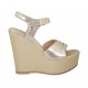 Sandalo da donna platino con cinturino, plateau e zeppa 12 - Misure disponibili: 42, 43, 44, 46