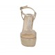 Sandalo da donna in pelle champagne con cinturino, plateau e zeppa 12 - Misure disponibili: 43, 44