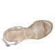 Sandalo da donna in pelle champagne con cinturino, plateau e zeppa 12 - Misure disponibili: 43, 44