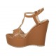 Sandalo da donna in pelle cuoio con cinturino, plateau e zeppa 12 - Misure disponibili: 42, 43