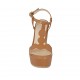 Sandalia para mujer en piel color cuero con cinturon, plataforma y cuña 12 - Tallas disponibles:  42, 43