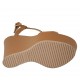 Sandalia para mujer en piel color cuero con cinturon, plataforma y cuña 12 - Tallas disponibles:  42, 43