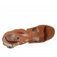 Scarpa aperta da donna con fibbia e plateau in camoscio color tabacco tacco 7 - Misure disponibili: 42