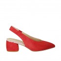Slingback für Damen mit Gummiband aus rotem Wildleder Absatz 5
