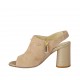 Sandale pour femmes avec fermeture éclair, elastiques et goujons en daim poudre et cuir lamé platine talon 7 - Pointures disponibles:  32, 33, 34
