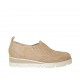 Zapato para mujer con elastico y estras en gamuza beis cuña 3 - Tallas disponibles:  45