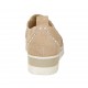 Woman's highfronted shoe with elastics and rhinestones in beige suede wedge 3 - Available sizes:  45