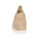 Woman's highfronted shoe with elastics and rhinestones in beige suede wedge 3 - Available sizes:  45