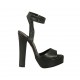 Woman's platform sandal with strap in black leather heel 13 - Available sizes:  34